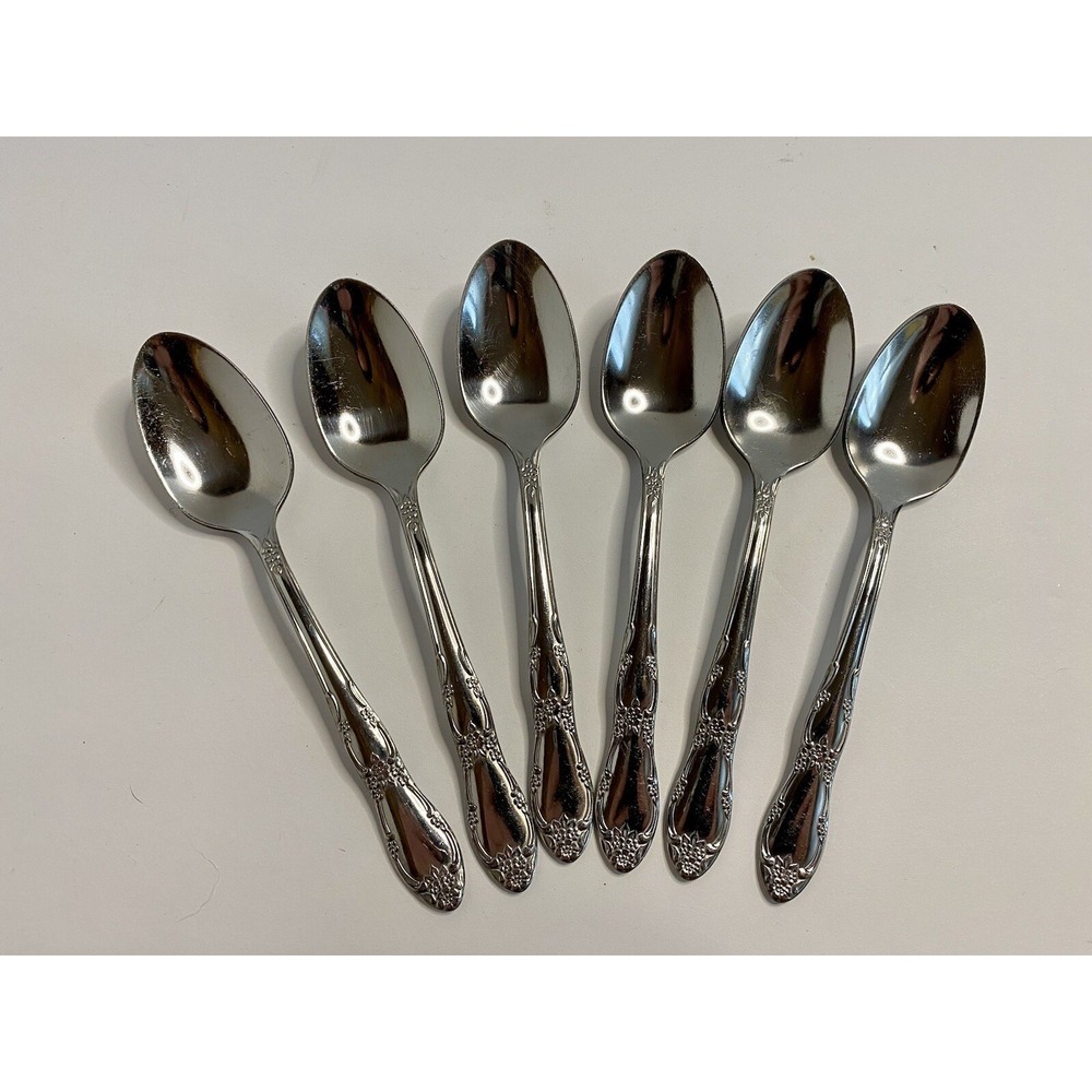 Teaspoons Spoons Oneida Ltd Stainless Fenway Daydream Wm A. Rogers Lot Of 6